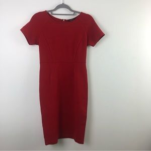 Forever 21 Red Short Sleeved Scoop Neck Fitted Zipper Back Dress Size Medium